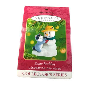 Hallmark Keepsake Ornament Snow Buddies Snow Man Raccoon 2001